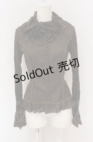 画像: metamorphose / ドビーストライプフリルカラーブラウス  ブラウン O-25-05-28-092-ME-BL-IG-OS