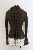 画像2: metamorphose / ドビーストライプフリルカラーブラウス  ブラウン O-25-05-28-092-ME-BL-IG-OS (2)