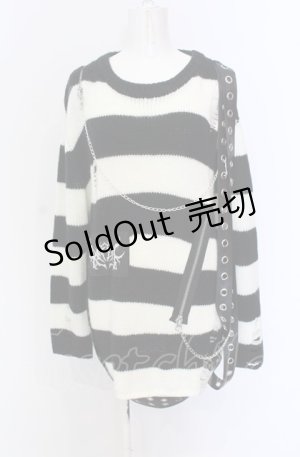 画像: REFLEM / パンクニット F ブラックｘホワイト O-25-05-28-010-PU-TO-YM-OS