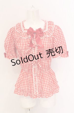 画像: metamorphose / スクエアあきフリルブラウス(半袖) 1 アカ O-25-05-28-094-ME-BL-IG-OS