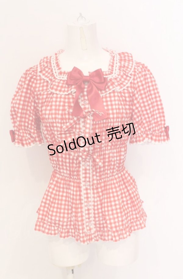 画像1: metamorphose / スクエアあきフリルブラウス(半袖) 1 アカ O-25-05-28-094-ME-BL-IG-OS (1)