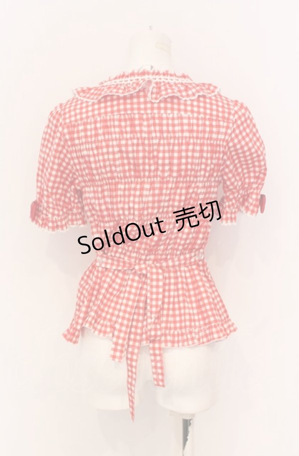 画像2: metamorphose / スクエアあきフリルブラウス(半袖) 1 アカ O-25-05-28-094-ME-BL-IG-OS (2)