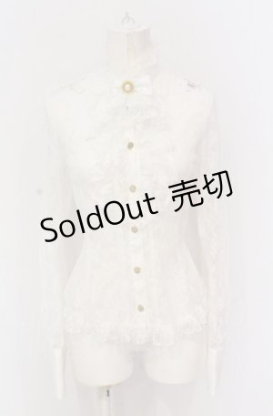 画像: metamorphose / スタンドカラービショップスリーブブラウス（レース）  シロ O-25-05-28-095-ME-BL-IG-OS