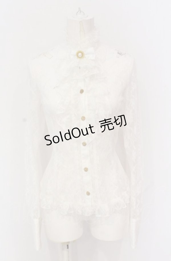 画像1: metamorphose / スタンドカラービショップスリーブブラウス（レース）  シロ O-25-05-28-095-ME-BL-IG-OS (1)