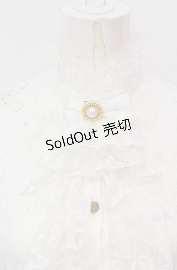 画像2: metamorphose / スタンドカラービショップスリーブブラウス（レース）  シロ O-25-05-28-095-ME-BL-IG-OS (2)