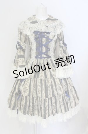 画像: metamorphose / アンティークブーケラッパ袖ワンピース（2010）  ブルー O-25-05-28-098-ME-OP-IG-OS
