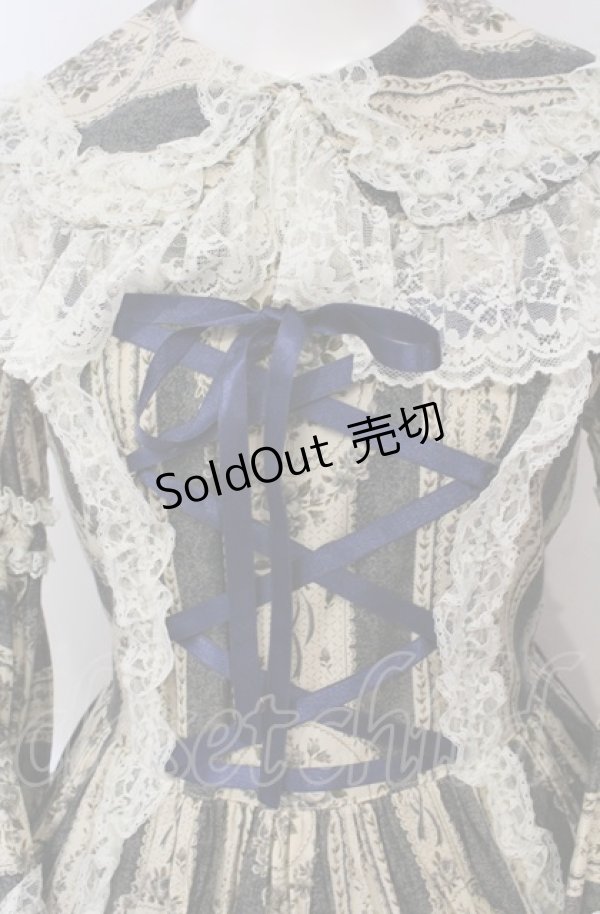 画像2: metamorphose / アンティークブーケラッパ袖ワンピース（2010）  ブルー O-25-05-28-098-ME-OP-IG-OS (2)