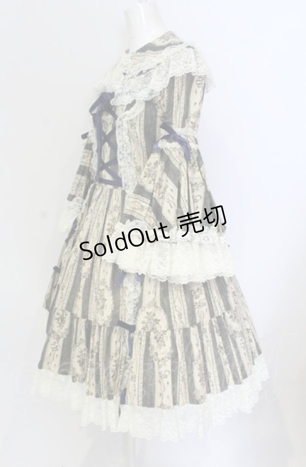 画像3: metamorphose / アンティークブーケラッパ袖ワンピース（2010）  ブルー O-25-05-28-098-ME-OP-IG-OS (3)