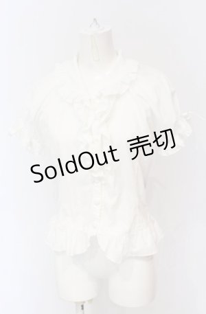 画像: Physical Drop / バックシャーリングフリル半袖ブラウス  シロ O-25-05-28-101-LO-BL-IG-OS