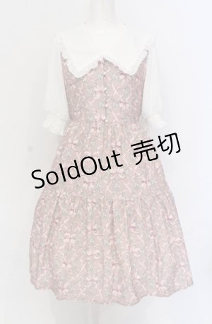 画像: axes femme POETIQUE / リボンフラワーチェック柄ワンピース M ピンク O-25-05-28-110-AX-OP-IG-OS