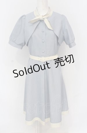 画像: Fi.n.t / レイヤードバイカラー5分袖ワンピース  サックス O-25-05-28-111-CA-OP-IG-OS
