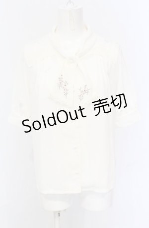 画像: axes femme / 花刺繍タイカラーブラウス M アイボリー O-25-05-28-116-AX-BL-IG-OS