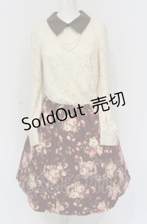 画像: 【SALE】axes femme / レース切り替えネックレス風ワンピース M ワイン×アイボリー O-25-05-28-118-AX-OP-IG-ZT147