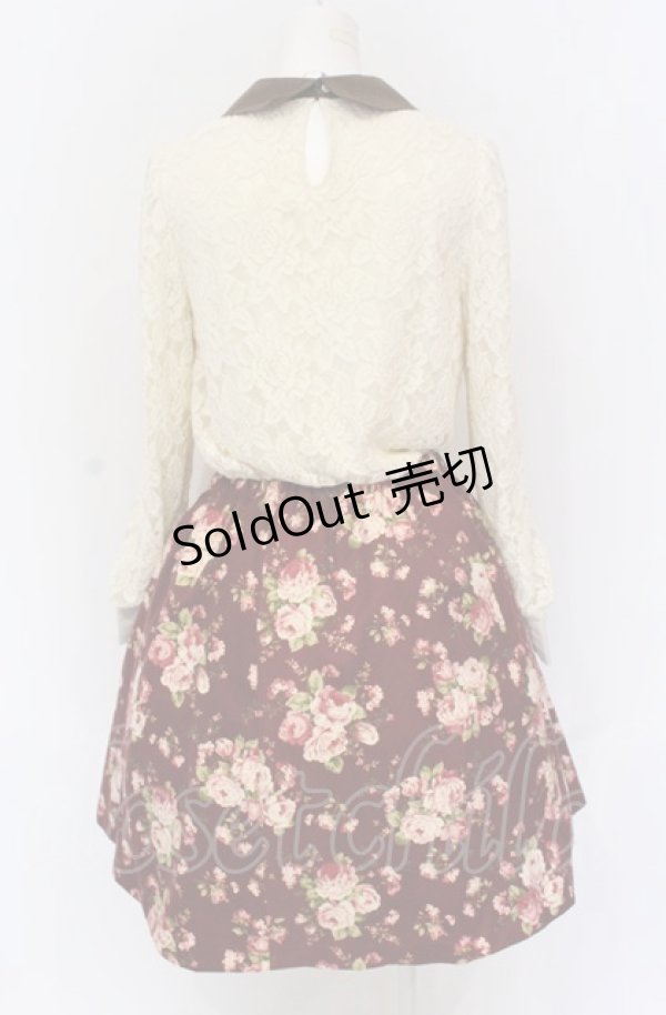 画像3: 【SALE】axes femme / レース切り替えネックレス風ワンピース M ワイン×アイボリー O-25-05-28-118-AX-OP-IG-ZT147 (3)