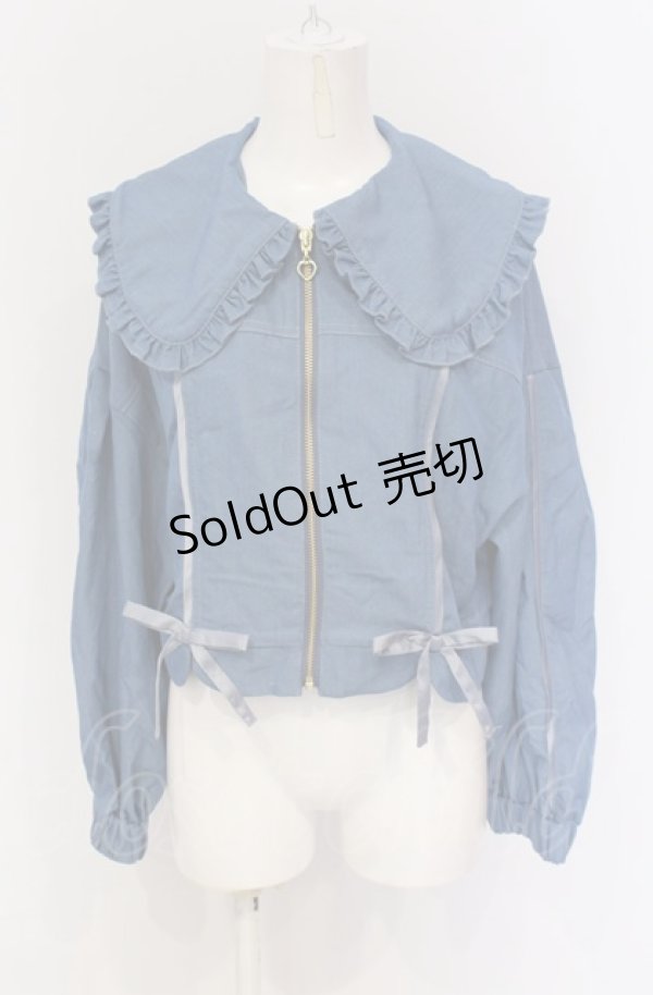 画像1: axes femme POETIQUE / ビック襟配色ラインブルゾン M ブルー O-25-05-28-009-AX-JA-IG-OS (1)