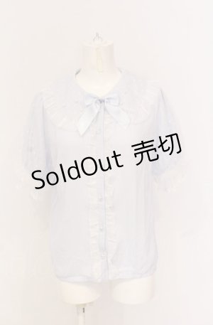 画像: axes femme kawaii / ドットチュール半袖ブラウス  サックス O-25-05-28-121-AX-BL-IG-OS