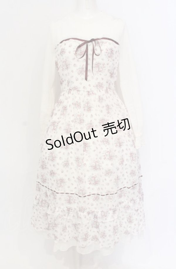 画像1: axes femme / プチブーケ柄ビスチェ切替ワンピース M アイボリー O-25-05-28-122-AX-OP-IG-OS (1)