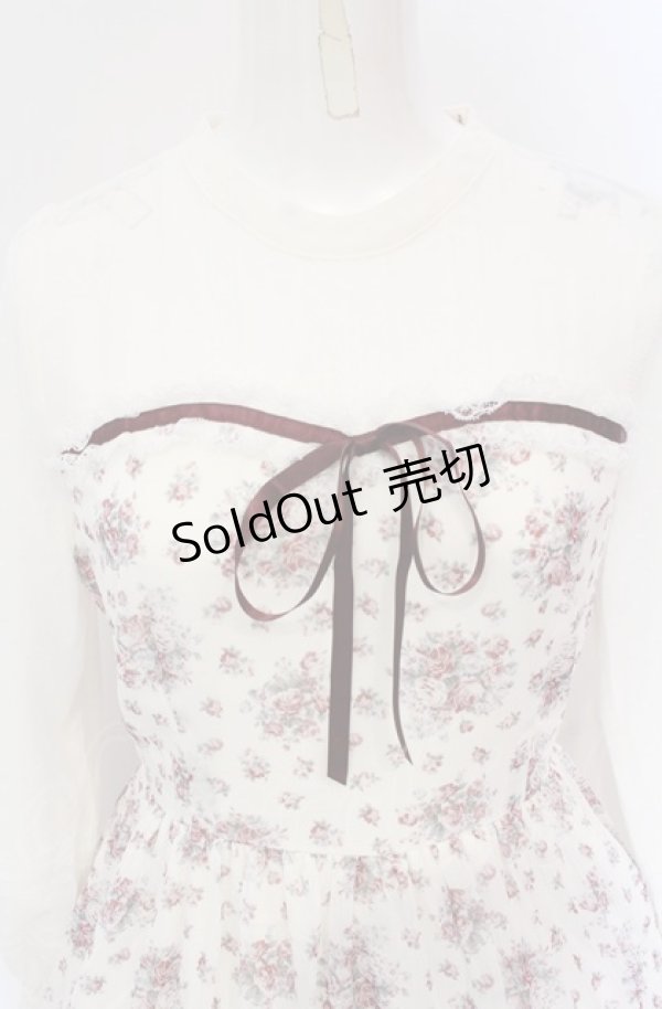 画像2: axes femme / プチブーケ柄ビスチェ切替ワンピース M アイボリー O-25-05-28-122-AX-OP-IG-OS (2)