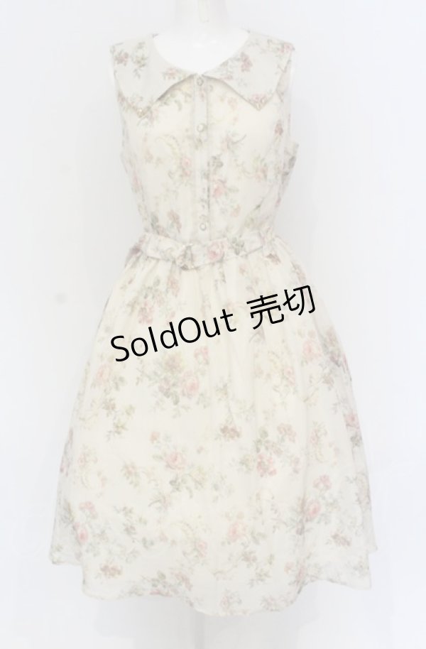 画像1: axes femme / 花柄セーラーワンピース M アイボリー O-25-05-28-123-AX-OP-IG-OS (1)