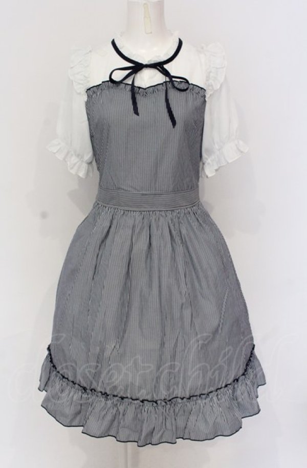 画像1: axes femme PETIT LADY / ビスチェ切替ストライプワンピース 160cm（4L） ネイビー×シロ O-25-05-28-125-LO-OP-IG-OS (1)