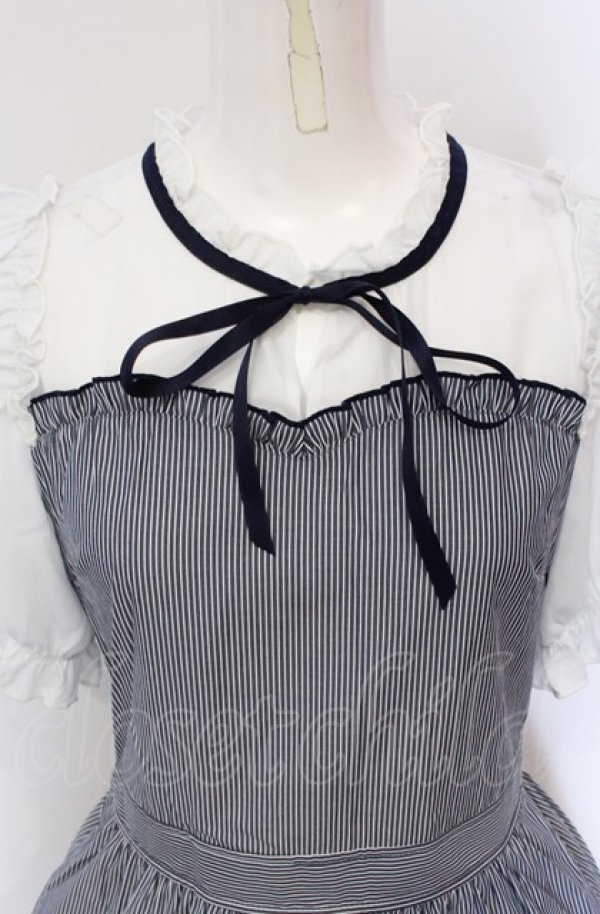画像2: axes femme PETIT LADY / ビスチェ切替ストライプワンピース 160cm（4L） ネイビー×シロ O-25-05-28-125-LO-OP-IG-OS (2)