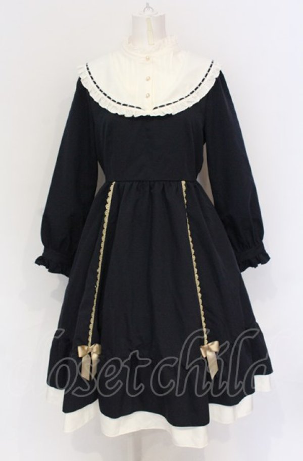 画像1: axes femme POETIQUE / アンジェリック　クワイヤワンピース M ネイビー O-25-05-28-128-AX-OP-IG-OS (1)