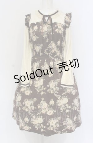 画像: axes femme POETIQUE / 花柄レイヤードワンピ M ブラウン×アイボリー O-25-05-28-129-AX-OP-IG-OS