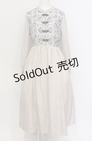 画像: axes femme / チャイナ釦薔薇柄切替ワンピース F ベージュ O-25-05-28-135-AX-OP-IG-OS