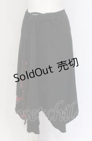 画像: ALGONQUINS / ムラ柄アシメカットスカート  ブラック×レッド O-25-05-28-015-AL-SK-OW-OS