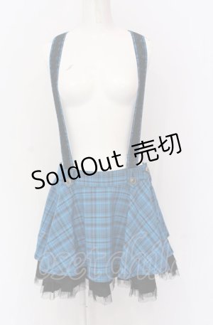 画像: ALGONQUINS / サスペンダー付きフレアスカート F ブルー×ブラック O-25-05-28-020-AL-SK-OW-OS
