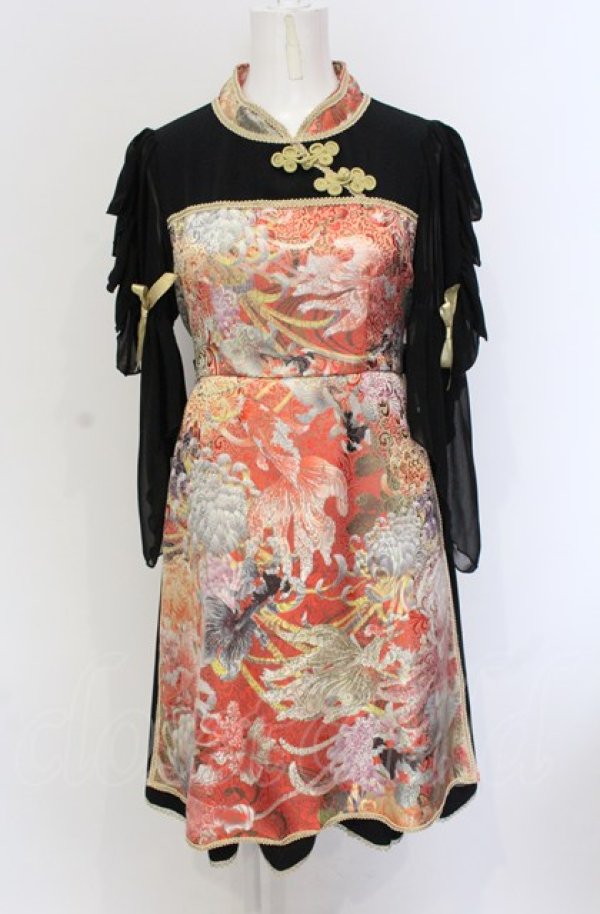 画像1: Royal Princess Alice / 菊華金魚〜和風チャイナ〜ワンピース【プレミアム・ネット限定】  レッド×ブラック O-25-05-28-037-LO-OP-IG-OS (1)
