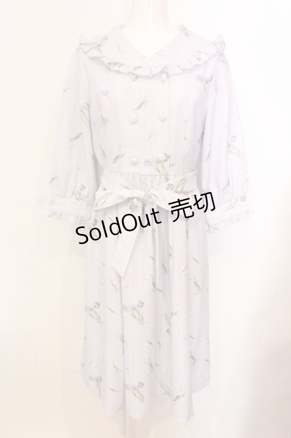 画像1: axes femme POETIQUE / チューリップストライプワンピース M ラベンダー O-25-05-29-030-AX-OP-IG-OS (1)