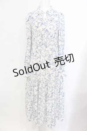 画像: axes femme POETIQUE / トワルドジュイ風柄ワンピース M アイボリー×ブルー O-25-05-29-031-AX-OP-IG-OS