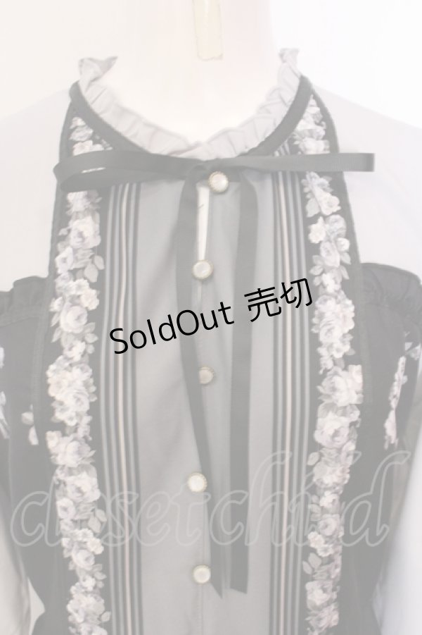 画像2: axes femme / ローズブーケ柄ワンピース M クロ×グレー O-25-05-29-032-AX-OP-IG-OS (2)
