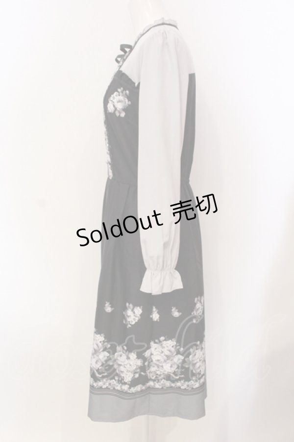 画像3: axes femme / ローズブーケ柄ワンピース M クロ×グレー O-25-05-29-032-AX-OP-IG-OS (3)