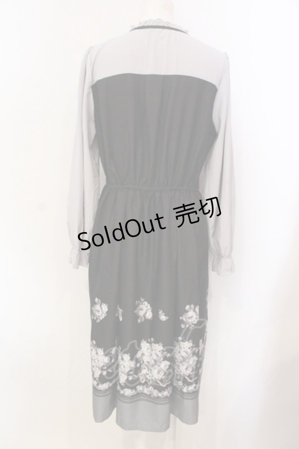 画像4: axes femme / ローズブーケ柄ワンピース M クロ×グレー O-25-05-29-032-AX-OP-IG-OS (4)