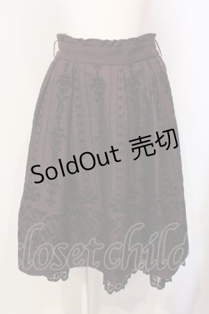 画像: axes femme / 花フロッキープリントスカート M ワイン O-25-05-29-040-AX-SK-IG-OS