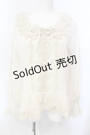 画像: PINK HOUSE / チュールフラワーオーバーブラウス  キナリ O-25-05-29-049-LO-BL-OW-OS