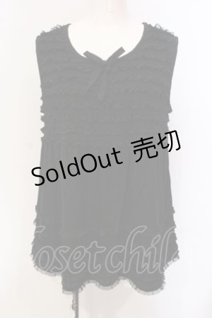画像: PINK HOUSE / チュールフリルトップス 4（L） クロ O-25-05-29-052-LO-TO-OW-OS
