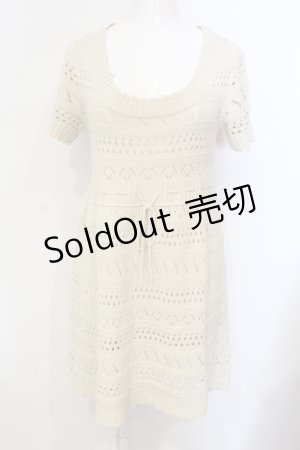 画像: Ph Blue / 透かし編みニットワンピース  アイボリー O-25-05-29-074-LO-TO-OW-OS