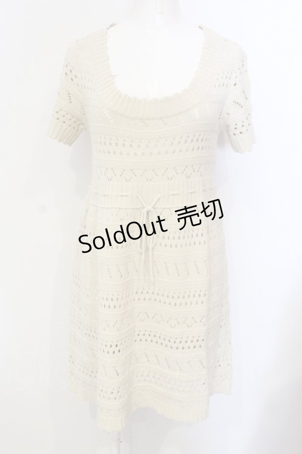 画像1: Ph Blue / 透かし編みニットワンピース  アイボリー O-25-05-29-074-LO-TO-OW-OS (1)