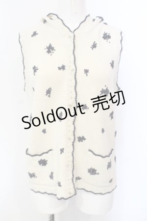 画像: PINK HOUSE / 花刺繍ニットベスト  キナリ×ブルー O-25-05-29-076-LO-TO-OW-OS