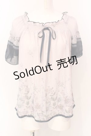 画像: axes femme / アネモネ柄パイピングブラウス M ピンク×ネイビー O-25-05-29-009-AX-BL-IG-OS