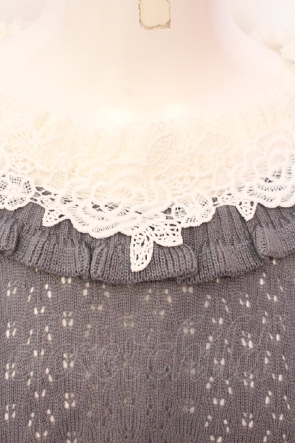 画像2: axes femme / ローズレースニットワンピース M グレー O-25-05-29-009-AX-OP-IG-OS (2)