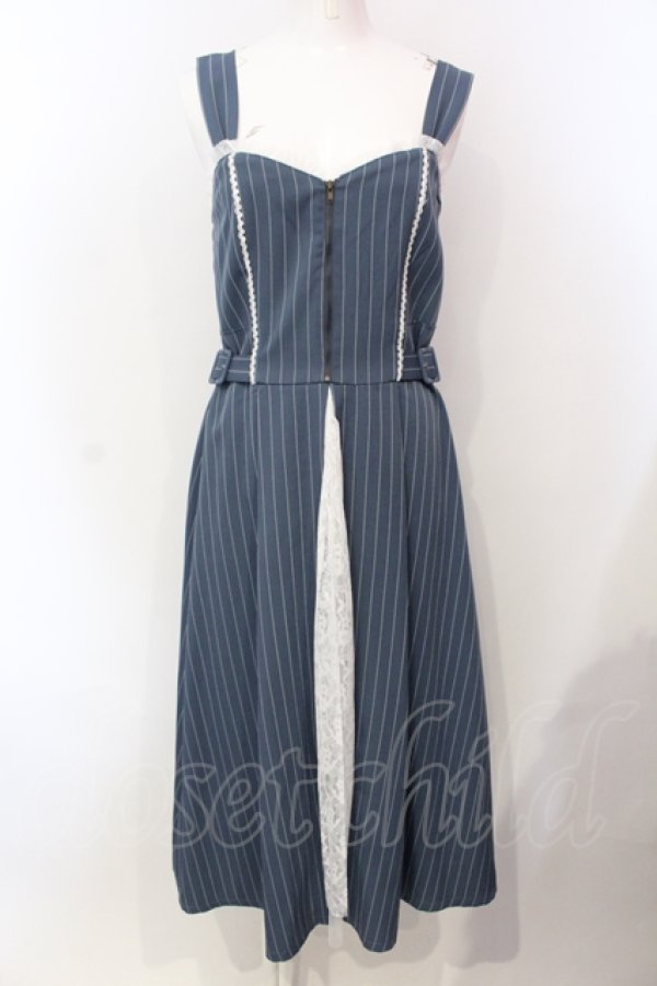 画像1: axes femme POETIQUE / レース切替ロングワンピース M ブルー O-25-05-29-020-AX-OP-IG-OS (1)