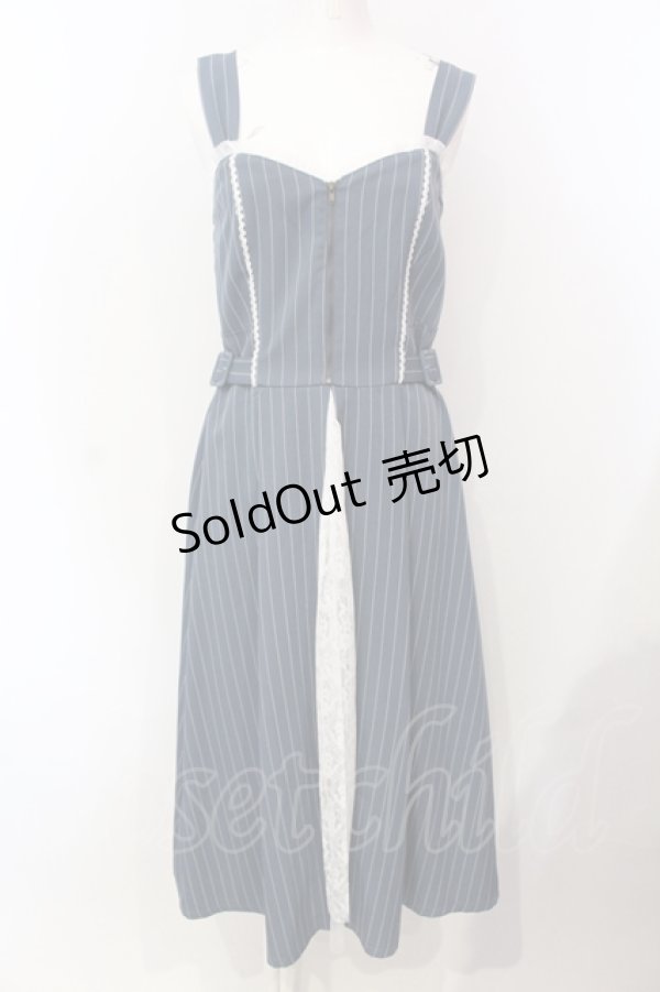 画像1: axes femme POETIQUE / レース切替ロングワンピース M ブルー O-25-05-29-020-AX-OP-IG-OS (1)