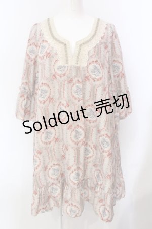 画像: axes femme / ミュルーズ染織美術館 レトロ花柄チュニック M アイボリー O-25-05-29-025-AX-OP-IG-OS