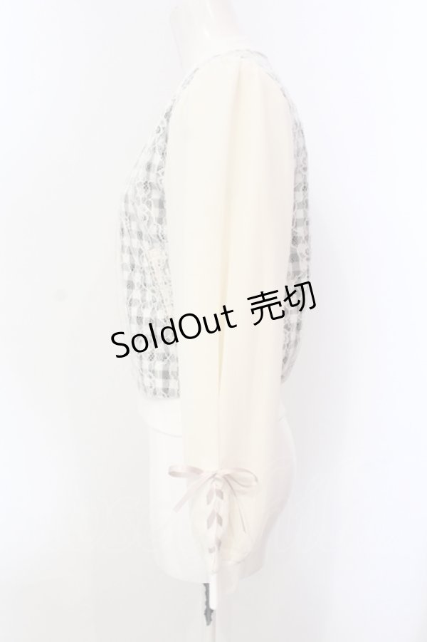 画像2: axes femme POETIQUE / レース重ねブルゾン M アイボリー×クロ O-25-05-29-027-AX-JA-IG-OS (2)