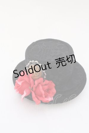 画像: metamorphose / Roseミニハット  レース×赤バラ O-25-05-30-079-ME-AC-IG-OS