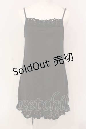 画像: PINK HOUSE / 裾レースキャミソール  クロ O-25-05-31-035-LO-TO-OW-OS